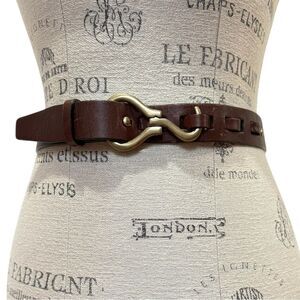 Vintage Leather & Brass Equestrian Hoof Pick Belt Sz 46 Brown Unisex